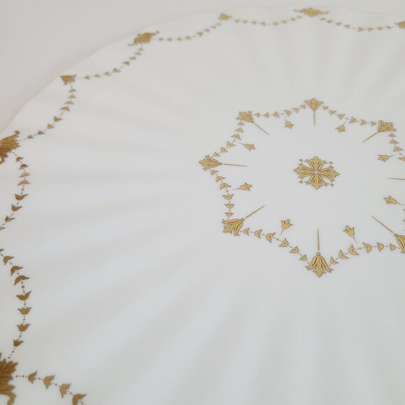 Vintage Gorham Grand Manor Gold Cake Plate Porcelain Serving Scalloped Edges - Picture 5 of 10